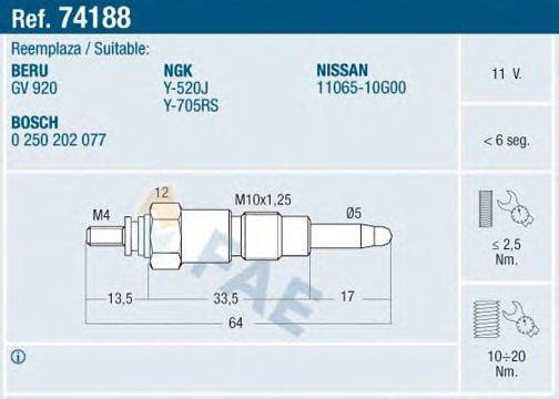 FAE 74188 Свічка розжарювання