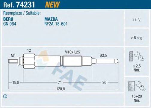 FAE 74231 Свічка розжарювання