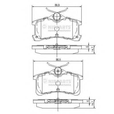 NIPPARTS J3612026 Комплект гальмівних колодок, дискове гальмо