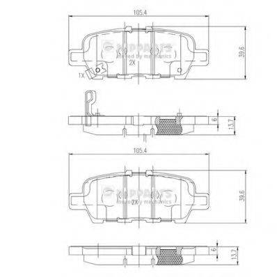 NIPPARTS N3611051 Комплект гальмівних колодок, дискове гальмо