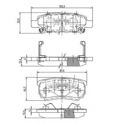 NIPPARTS N3615015 Комплект гальмівних колодок, дискове гальмо