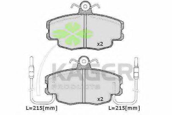 KAGER 350005 Комплект гальмівних колодок, дискове гальмо