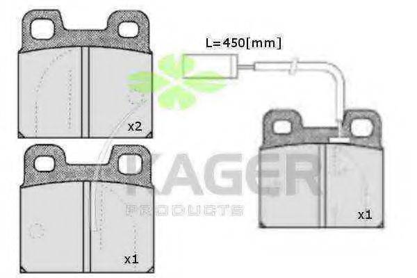 KAGER 350335 Комплект гальмівних колодок, дискове гальмо