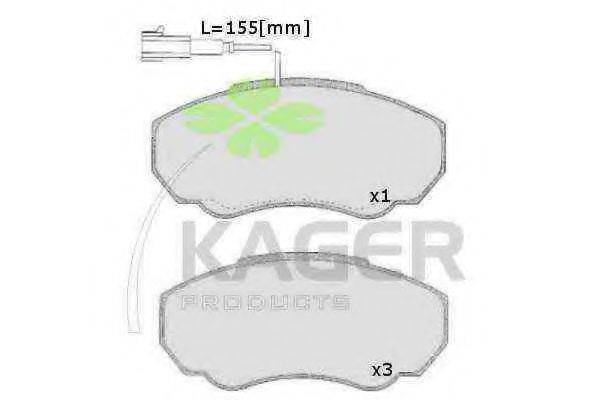 KAGER 350565 Комплект гальмівних колодок, дискове гальмо