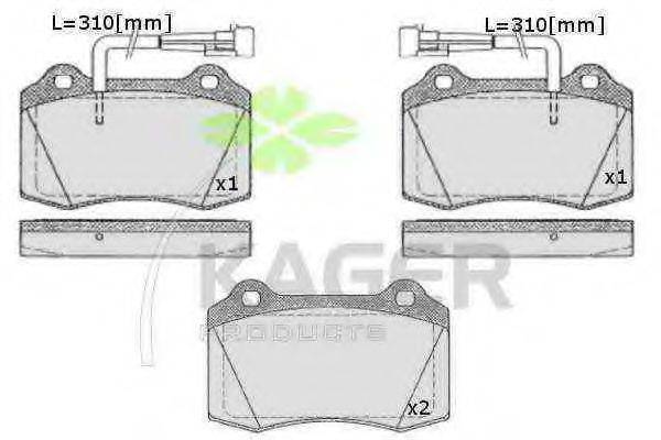 KAGER 350588 Комплект гальмівних колодок, дискове гальмо