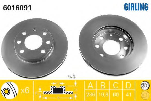 GIRLING 6016091 гальмівний диск