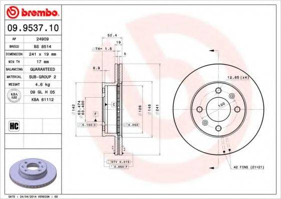 BRECO BS8514 гальмівний диск