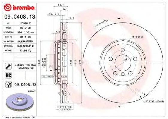 BRECO BZ9128 гальмівний диск