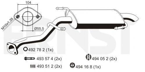 ERNST 687034 Глушник вихлопних газів кінцевий