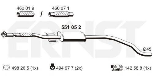 ERNST 551052 Середній глушник вихлопних газів