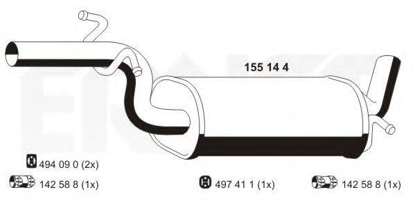 ERNST 155144 Середній глушник вихлопних газів