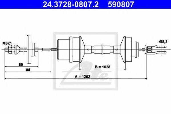 ATE 24372808072 Трос, управління зчепленням