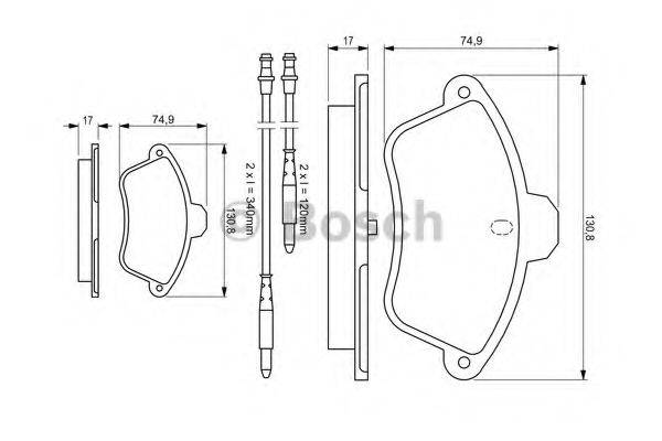 BOSCH 0986460957 Комплект гальмівних колодок, дискове гальмо