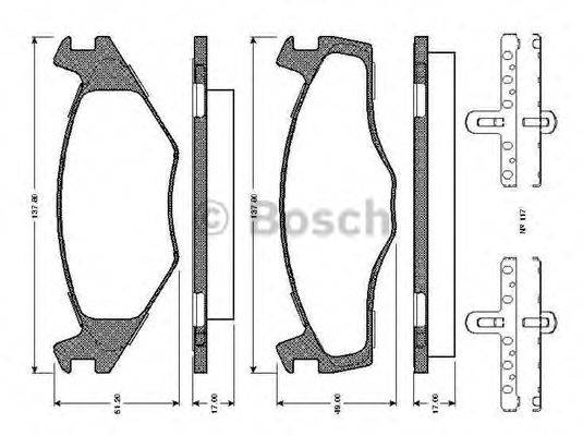 BOSCH 0986TB2091 Комплект гальмівних колодок, дискове гальмо