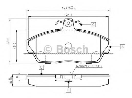 BOSCH 0986TB2189 Комплект гальмівних колодок, дискове гальмо