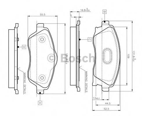 BOSCH 0986TB2381 Комплект гальмівних колодок, дискове гальмо