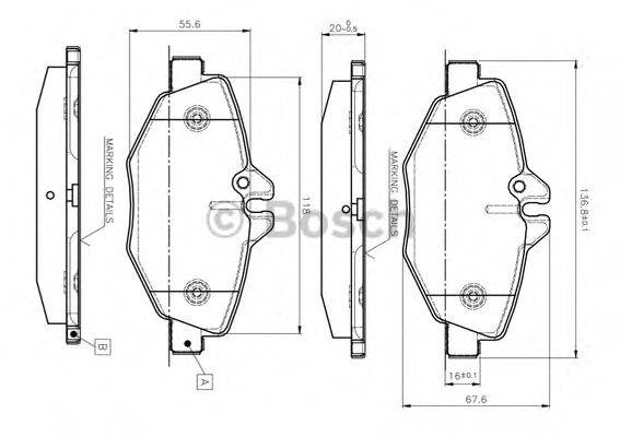 BOSCH 0986TB2450 Комплект гальмівних колодок, дискове гальмо