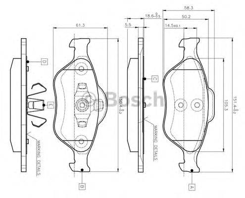 BOSCH 0986TB2812 Комплект гальмівних колодок, дискове гальмо