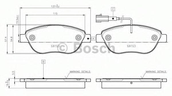 BOSCH 0986TB2961 Комплект гальмівних колодок, дискове гальмо