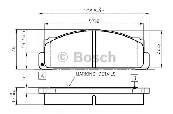 BOSCH 0986TB2002 Комплект гальмівних колодок, дискове гальмо