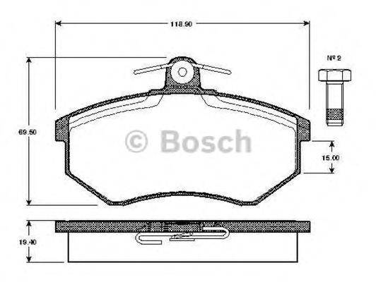 BOSCH 0986TB2070 Комплект гальмівних колодок, дискове гальмо