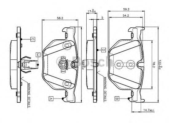 BOSCH 0986TB2207 Комплект гальмівних колодок, дискове гальмо