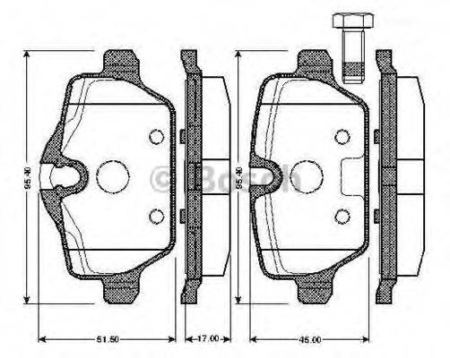 BOSCH 0986TB2890 Комплект гальмівних колодок, дискове гальмо