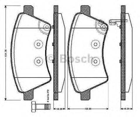 BOSCH 0986TB2936 Комплект гальмівних колодок, дискове гальмо