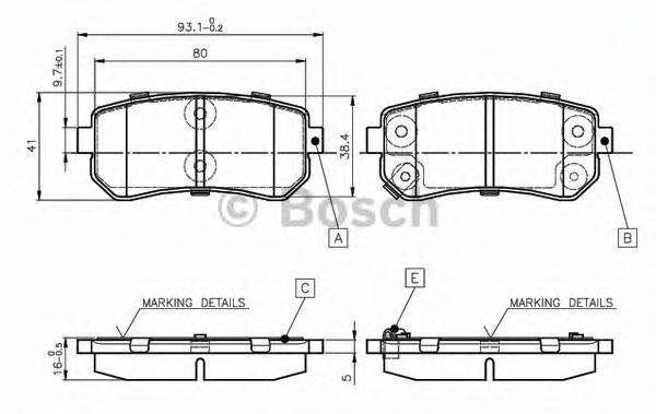 BOSCH 0986TB2975 Комплект гальмівних колодок, дискове гальмо