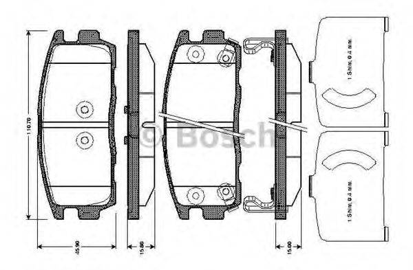 BOSCH 0986TB3008 Комплект гальмівних колодок, дискове гальмо