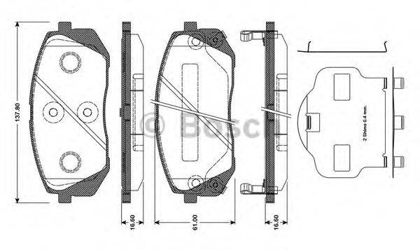 BOSCH 0986TB3124 Комплект гальмівних колодок, дискове гальмо