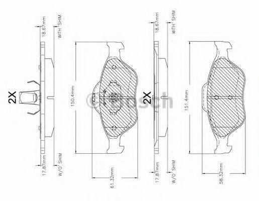 BOSCH F03A150018 Комплект гальмівних колодок, дискове гальмо