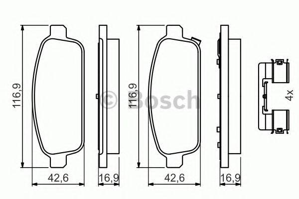 BOSCH 0986494666 Комплект гальмівних колодок, дискове гальмо