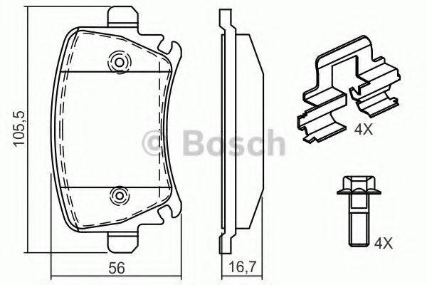 BOSCH 0986494595 Комплект гальмівних колодок, дискове гальмо