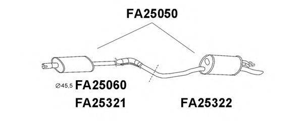 VENEPORTE FA25321 Середній глушник вихлопних газів