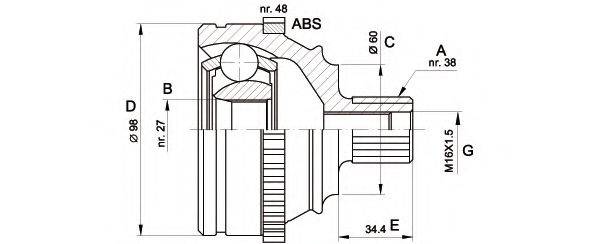 OPEN PARTS CVJ522710 Шарнірний комплект, приводний вал