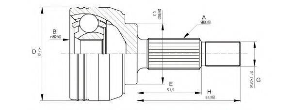 OPEN PARTS CVJ566210 Шарнірний комплект, приводний вал