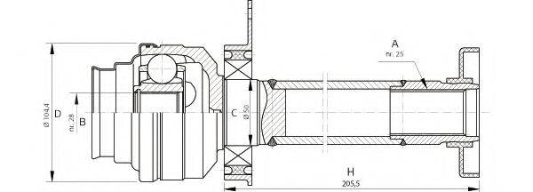 OPEN PARTS CVJ570720 Шарнірний комплект, приводний вал