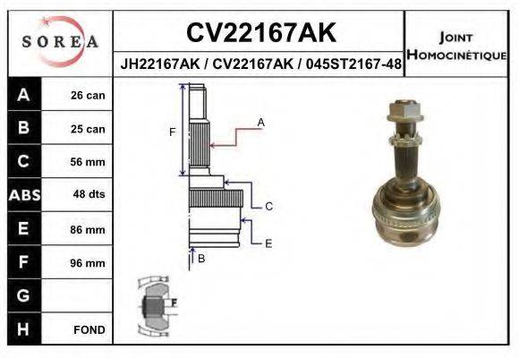 EAI CV22167AK Шарнірний комплект, приводний вал