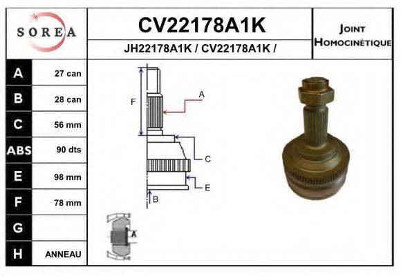 EAI CV22178A1K Шарнірний комплект, приводний вал