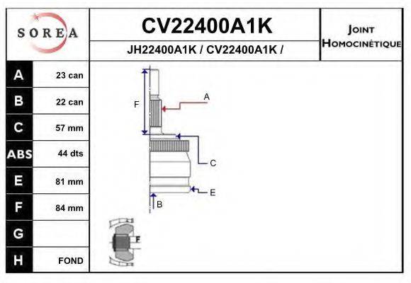 EAI CV22400A1K Шарнірний комплект, приводний вал