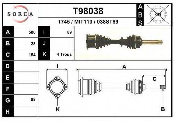 EAI T98038 Приводний вал