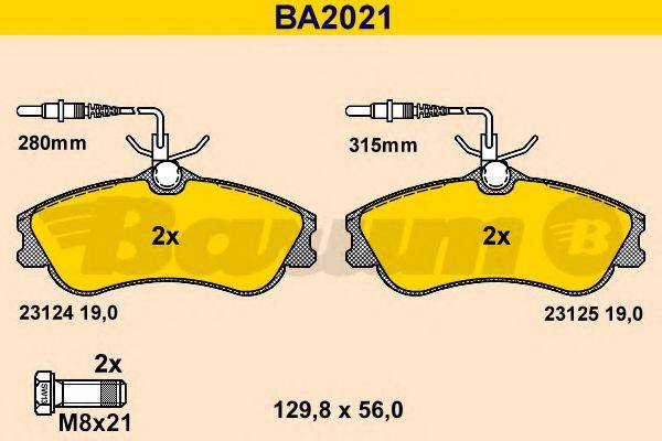 BARUM BA2021 Комплект гальмівних колодок, дискове гальмо