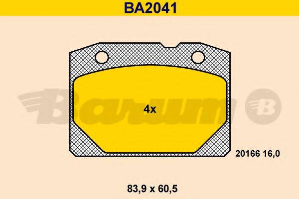 BARUM BA2041 Комплект гальмівних колодок, дискове гальмо