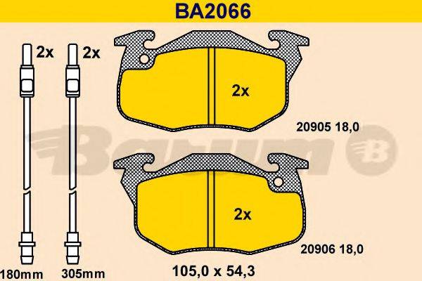 BARUM BA2066 Комплект гальмівних колодок, дискове гальмо