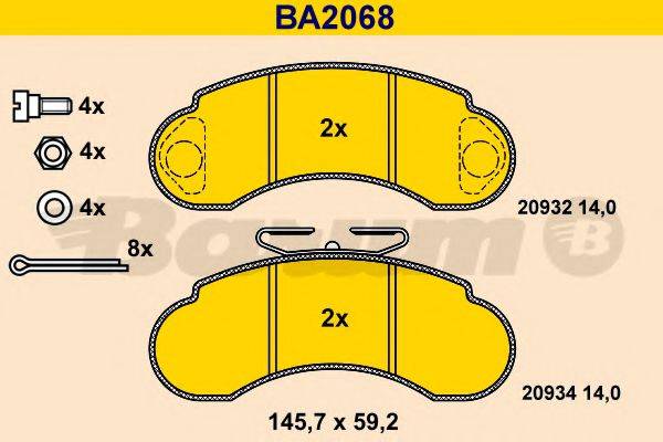 BARUM BA2068 Комплект гальмівних колодок, дискове гальмо