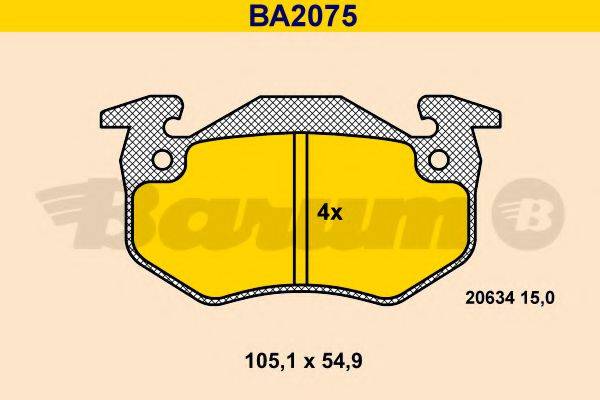 BARUM BA2075 Комплект гальмівних колодок, дискове гальмо