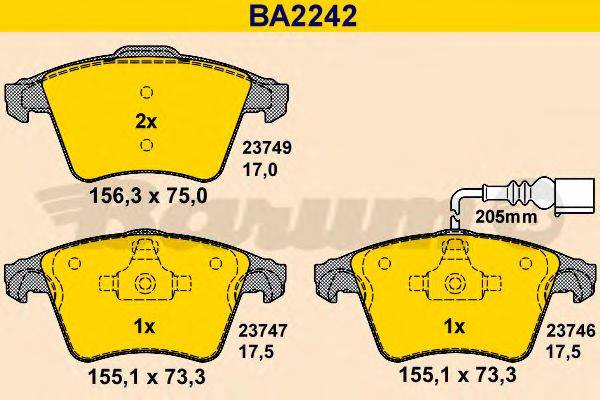 BARUM BA2242 Комплект гальмівних колодок, дискове гальмо