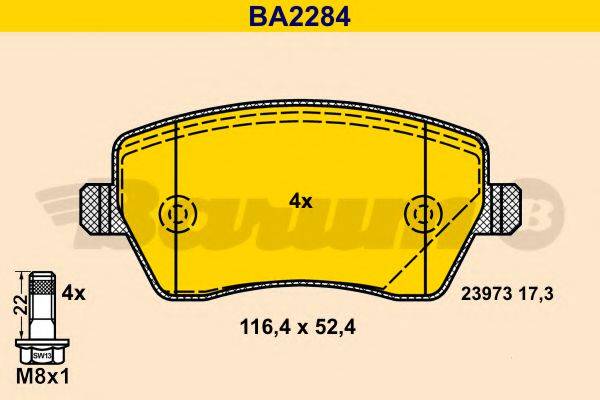 BARUM BA2284 Комплект гальмівних колодок, дискове гальмо