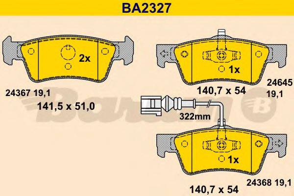 BARUM BA2327 Комплект гальмівних колодок, дискове гальмо